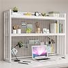 2 Tier Countertop Bookcase, Adjustable Desktop Bookshelf, for Computer Desk,Desk Hutch Shelf Unit,Office Supplies Organizers Rack and Accessories Storage Display ShelvesWhite,55CM21.65IN