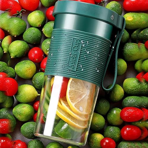 Miniatura 9 de Batidora portátil inalámbrica para licuado de frutas, vaso de exprimidor de frutas personal de 10.8 fl oz, recargable por USB, impermeable, mini