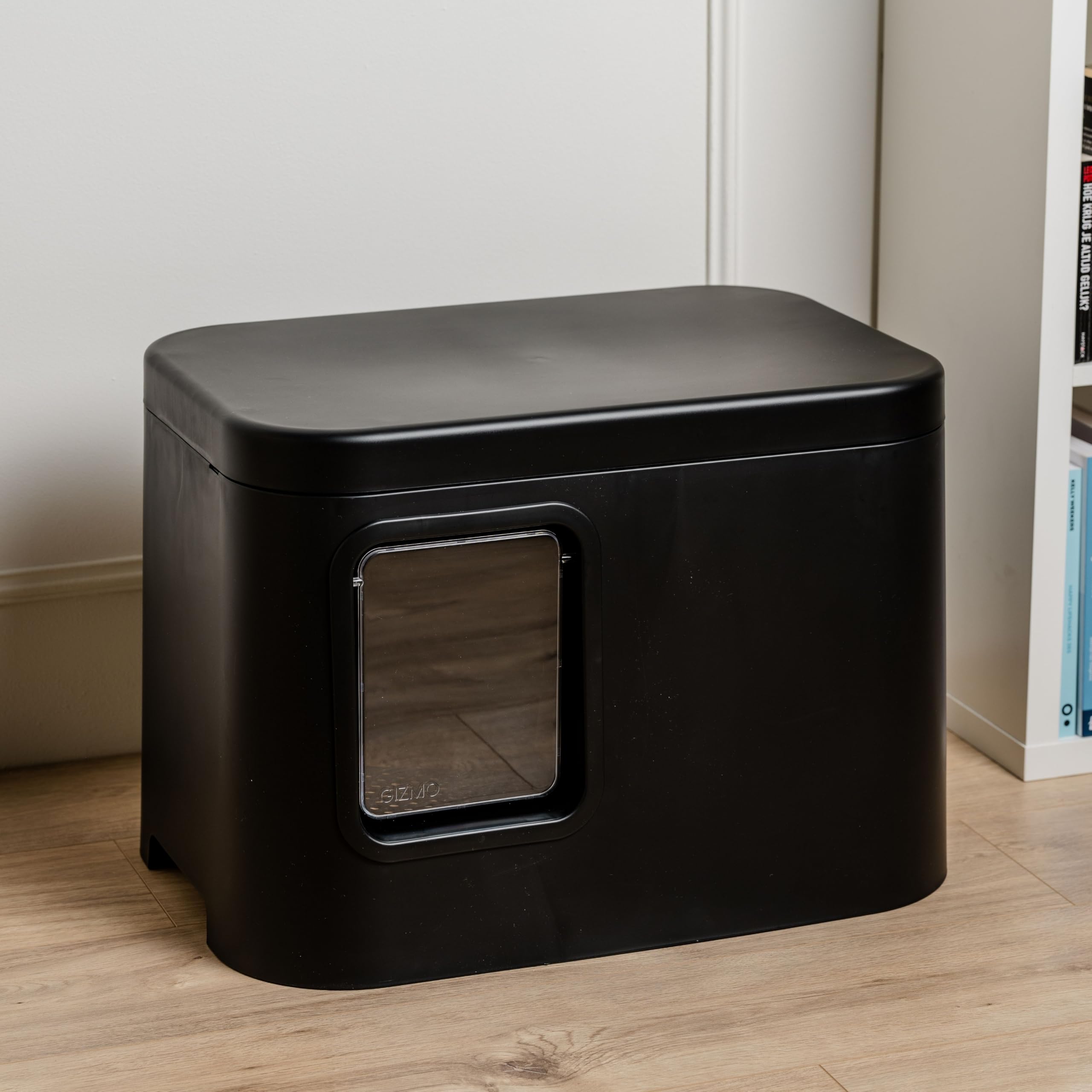 GIZMO Bac à litière Deluxe – Design – Convient pour palettes en bois (noir mat)