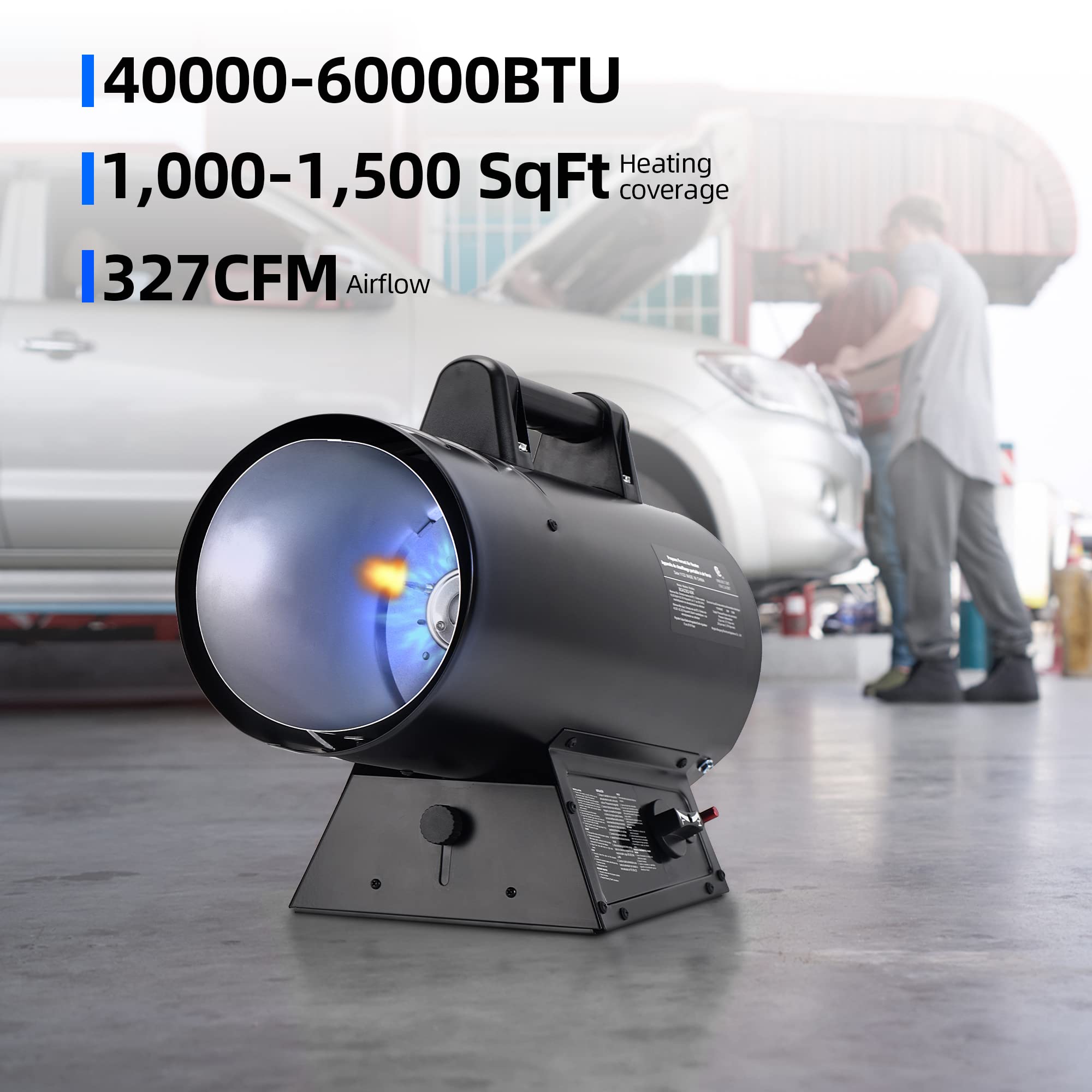 Amazon.com: Uthfy 60,000 BTU Forced Air Heater, Portable Forced Air Propane  Heater with 7.8“ Hose, Liquid Propane Gas Torpedo Heater for Garage,  Construction Sites, Workshop, CSA Listed : Tools u0026 Home Improvement