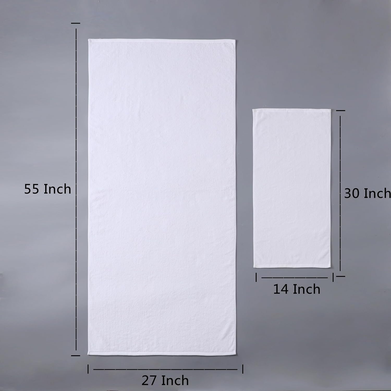 Towels Pack of 2 Bath Towels 27 x 55 Inches, White Soft Cotton Terry Towel with Quick Dry & Highly Absorbent, Perfect Extra Large Bathroom Shower Towels (White, 27 x 55 inch - 2 Pack)