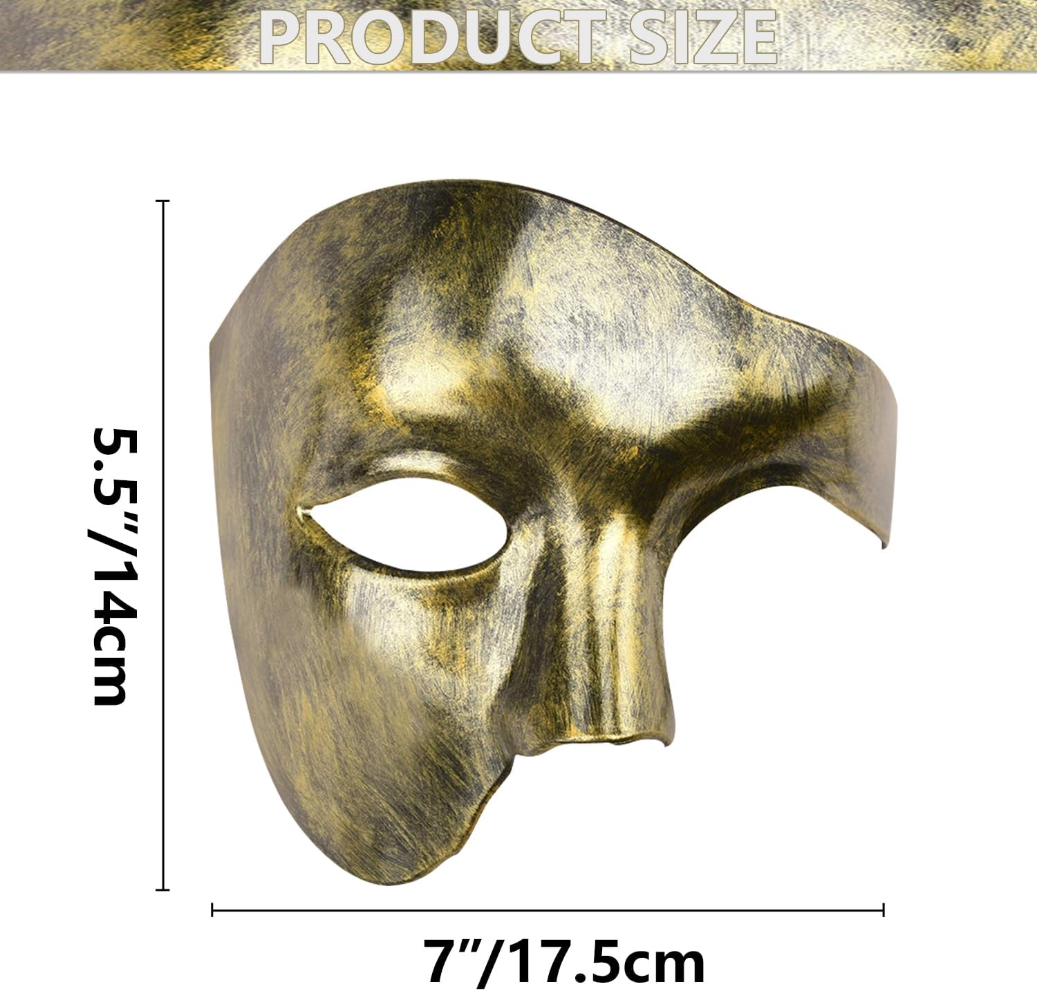 LKITMIUT Mens Phantom of The Opera Half Face Masquerade Mask for Halloween Costume Party and Mardi Gras (Antique Gold) - Image 6