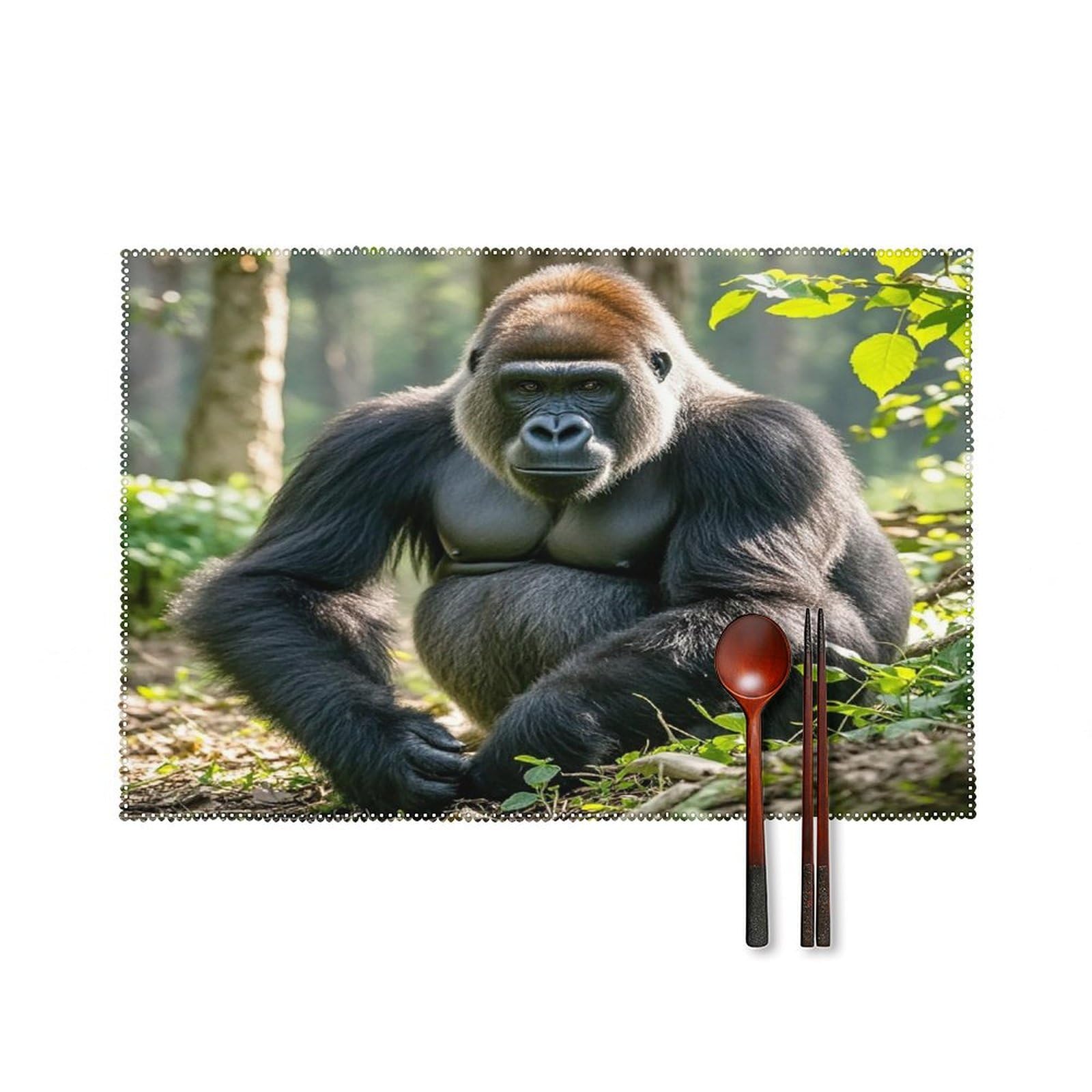 Sets de table en toile Gorilla on The Ground pour décoration de table de cuisine conviviale