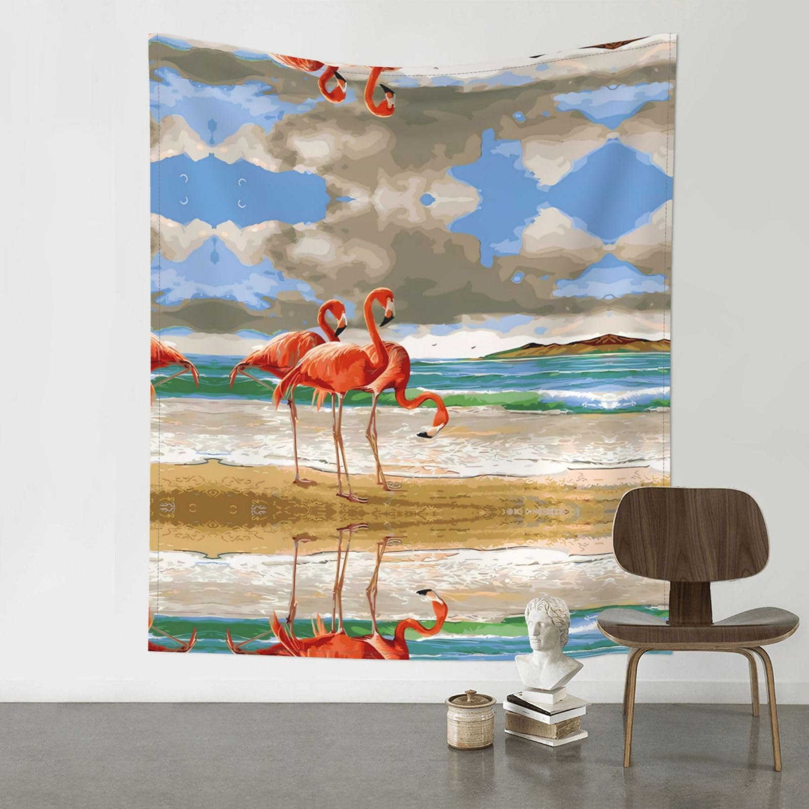YYHWHJDE Flamingo Beach Prints 60x51in Wall Tapestry – Boho Decor Throw Blanket for Bedroom, Dorm, Beach Cover, Picnic & More