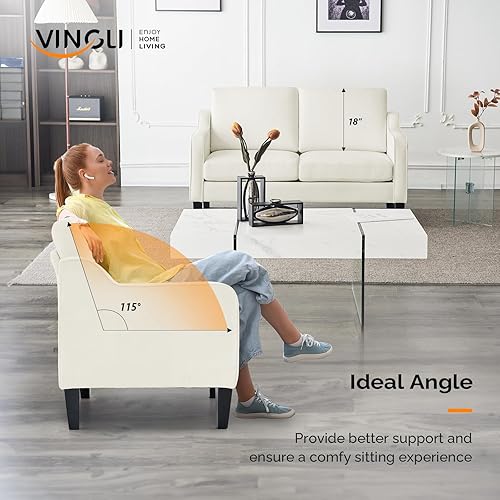 Miniatura 48 de VINGLI Sofás para sala de estar, sofá pequeño marrón de 71 pulgadas, sofás modernos de mediados de siglo, 3 plazas, cómodo sofá tapizado de felpilla