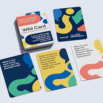Bark Drive-A-Logue - Driving Family Conversations - Ages 15-18 | 50 card deck with what if prompts for ages 15-18. Helps parents and kids enjoy honest, meaningful car conversations.