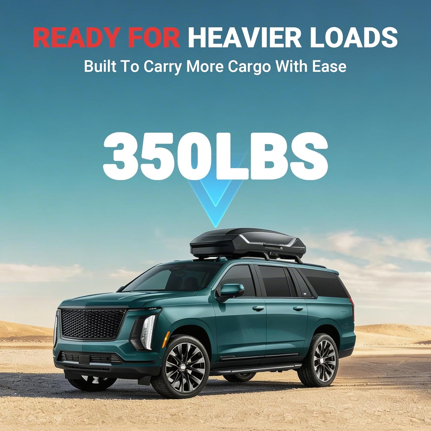 350 LBS Roof Rack Cross Bars Compatible with Chevy Tahoe 2021-2026, Chevrolet Suburban, GMC Yukon XL, Cadillac Escalade ESV Lockable Aluminum Rails Rooftop Bike Snowboard Skiboard Luggage Carrier