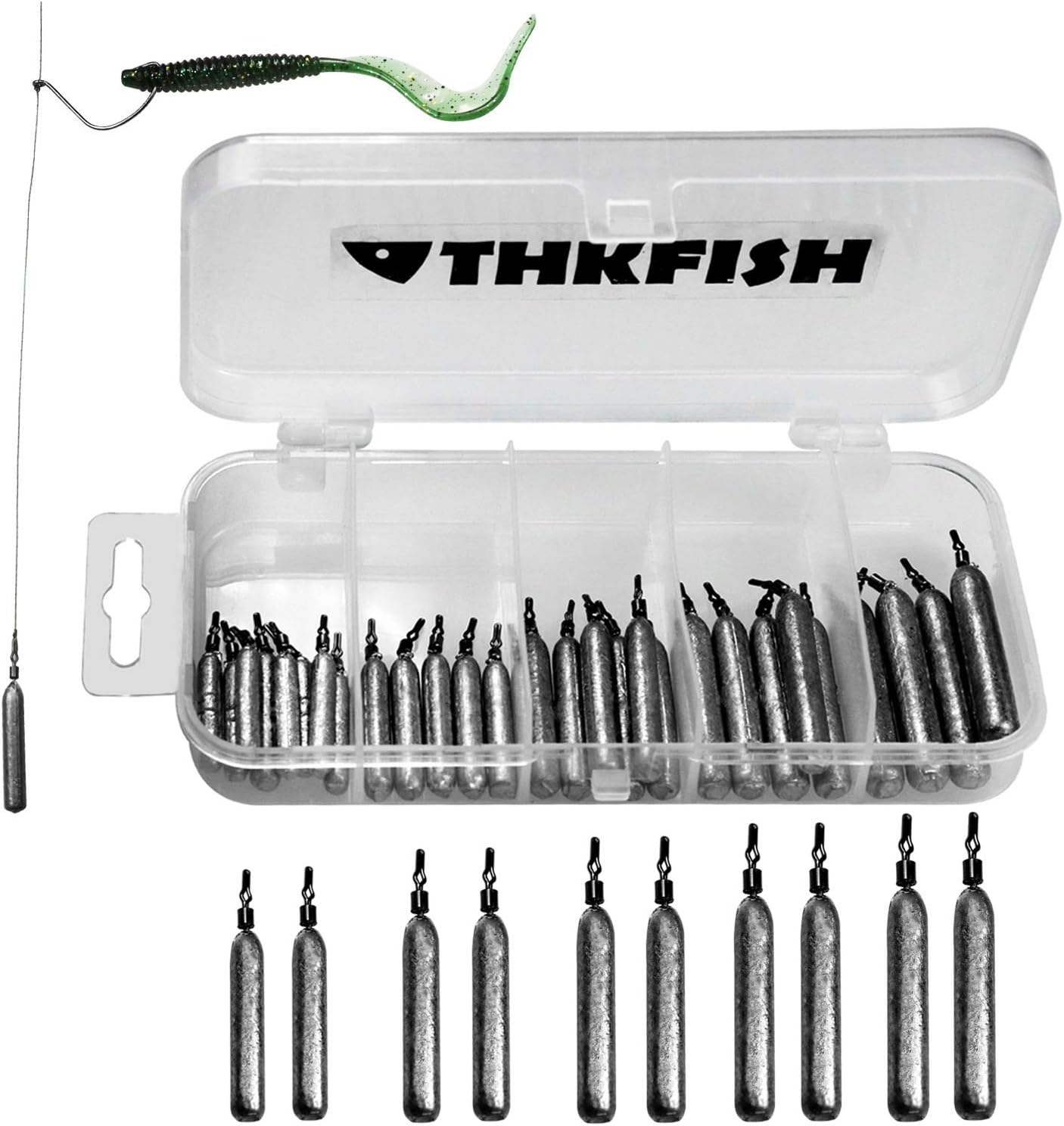 THKFISH Fishing Weights Fishing Sinker Drop Shot Weights Fishing Weights Kit Drop Shot Rig Fishing Weights A-Slender Shape 28pcs : Sports & Outdoors