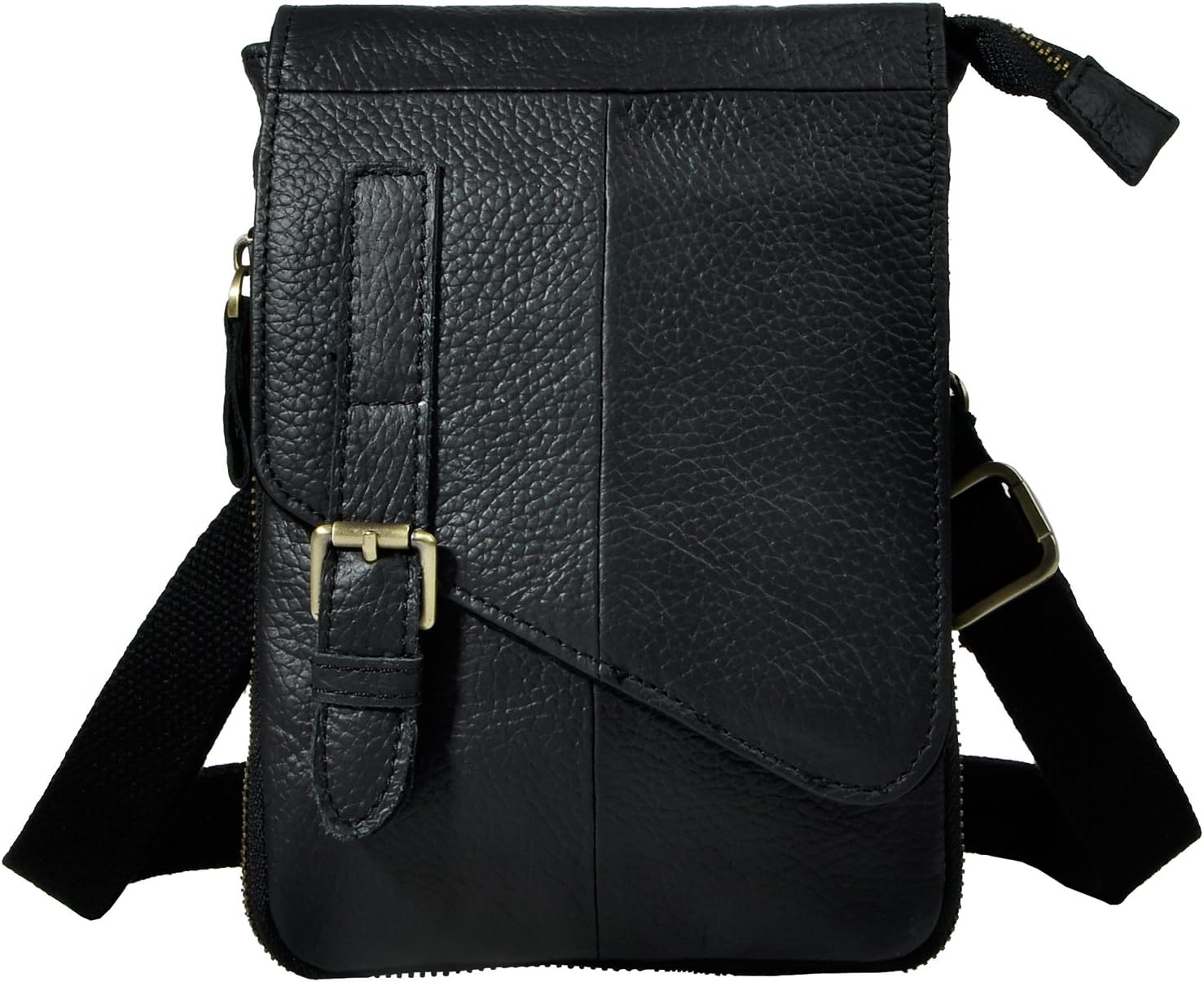 Le'aokuu Mens Genuine Leather Waist Pack Messenger Shoulder Bag Cross Body