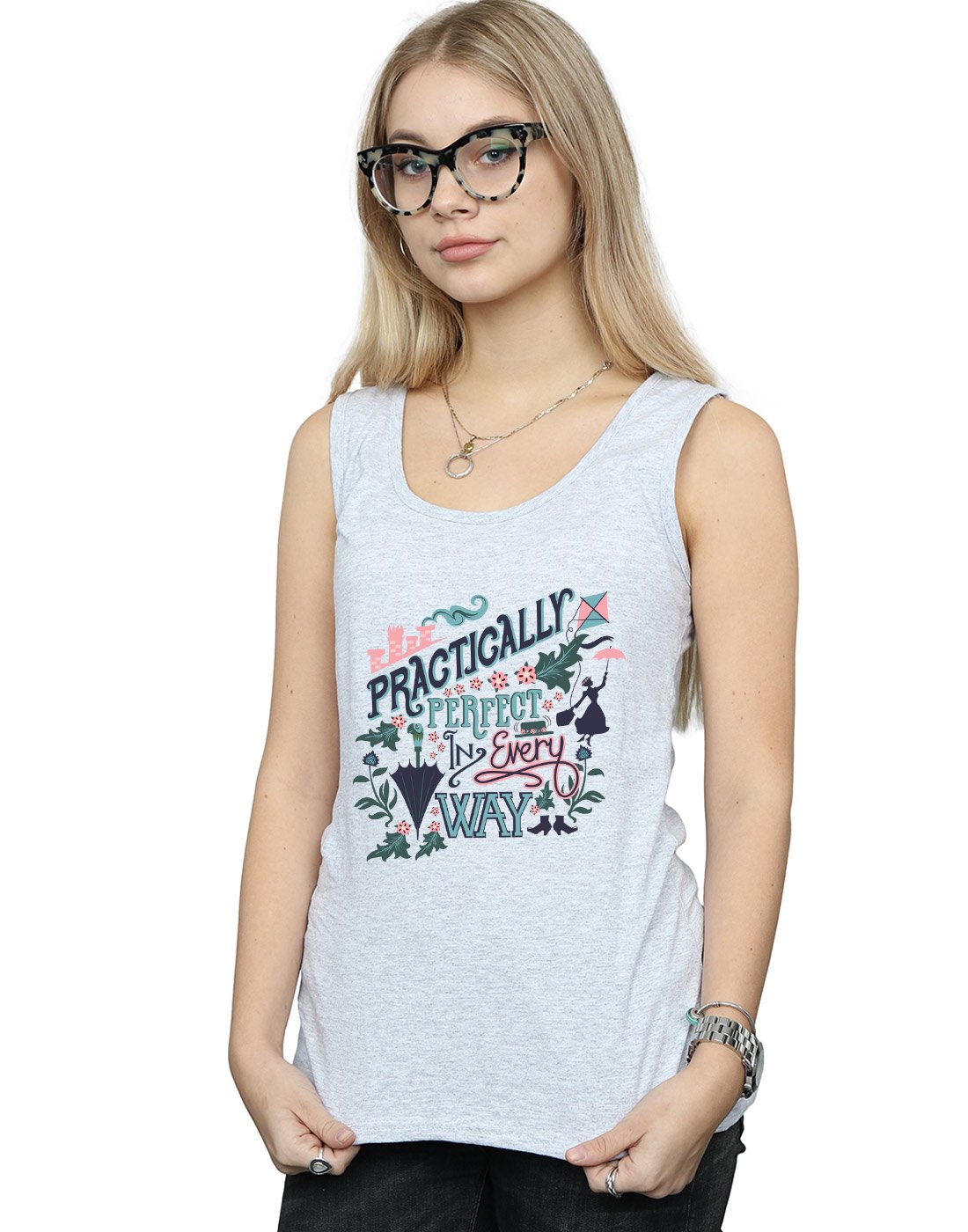 Disney Women's Mary Poppins Practically Vest Sport Grey Medium