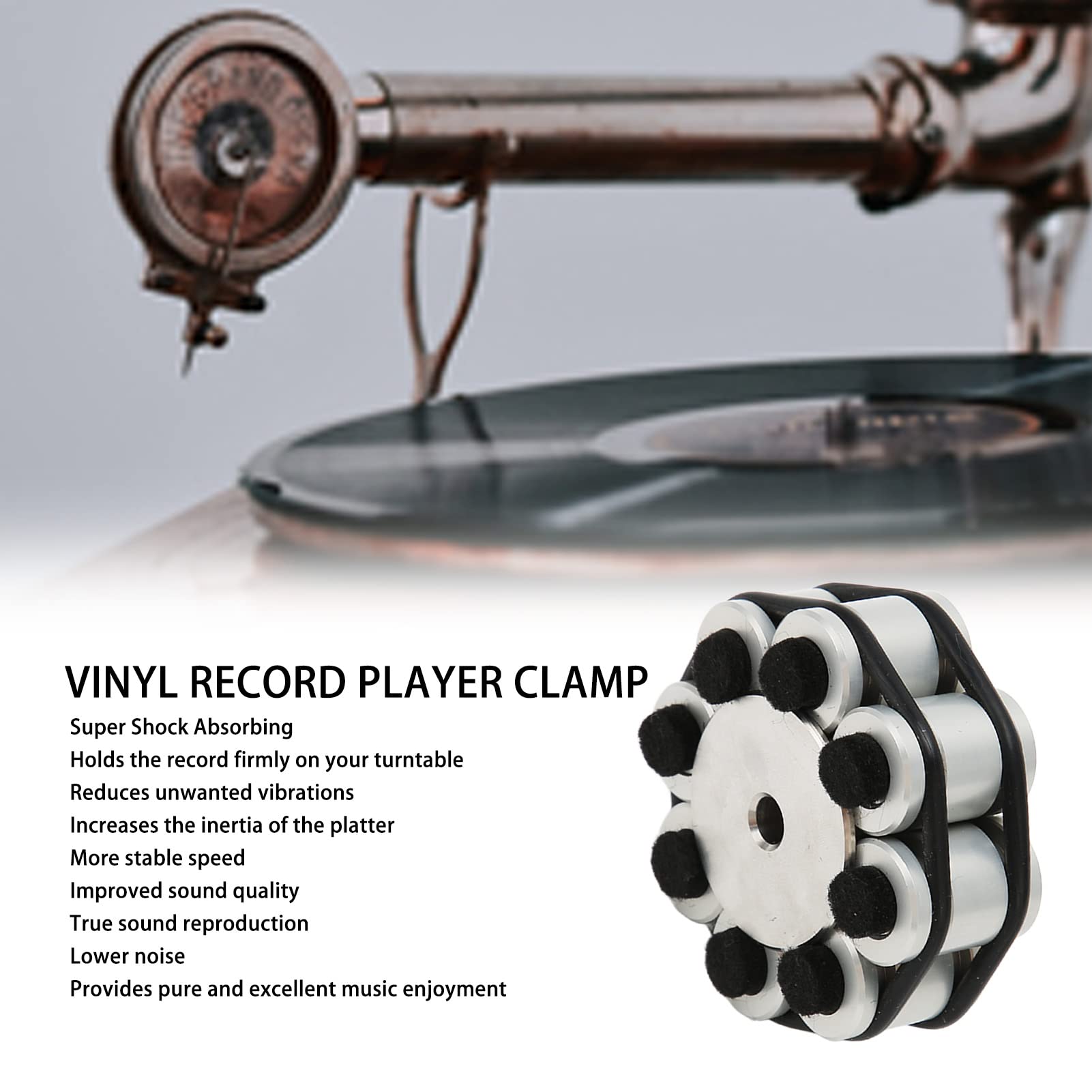 Stabilizzatore Professionale Per Giradischi in Vinile LP - Morsetto Per Peso Per Dischi in Lega di Alluminio Per Miglioramento della Qualità del Suono HiFi - Riduci Le Vibrazioni E Goditi La M