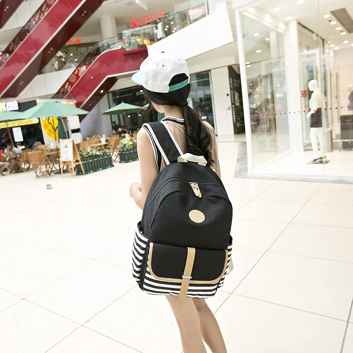 Sunborls Backpack for Teen Girls Lightweight High-capacity Middle Student Bookbag Women Backpack With Lunch bag Pencil Bags Student Bookbags 3Pcs(Black) - Image 6