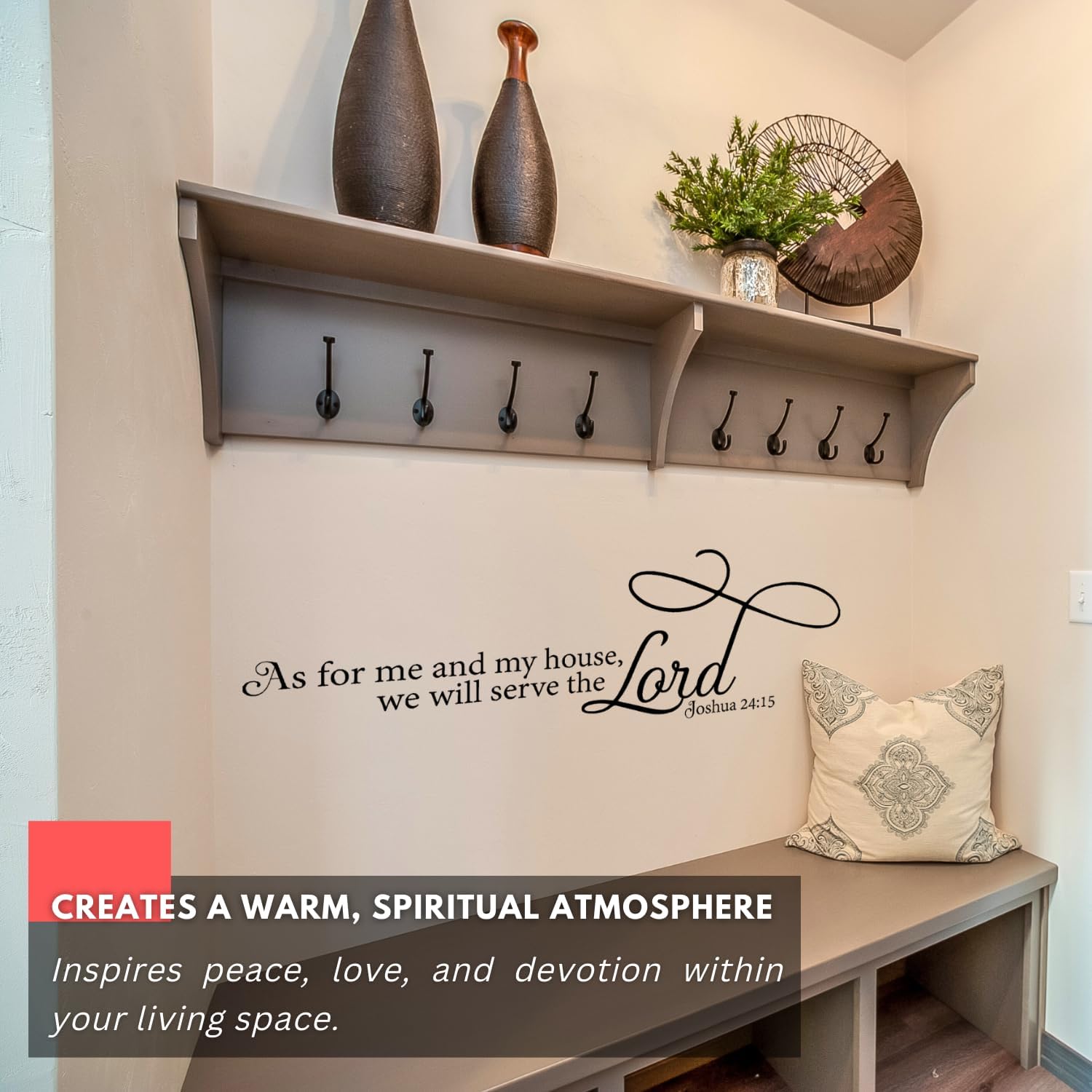 My Vinyl Story - As For Me and My House We Will Serve the Lord Wall Decal - Bible Verse Inspirational Sticker Quote, Christian Vinyl Art Decor Living Room, Affirmation, Removable (Black, 48x16 inches)