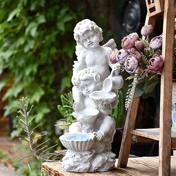 Cherub Garden Resin Garden Decor Outdoor Angel Statue Solar Fairy Angel Home Garden Court Yard Landscape Decoration