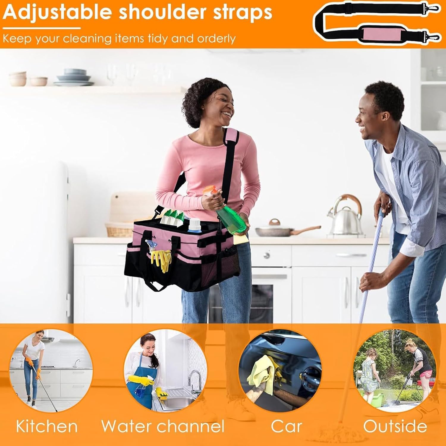 ハウスクリーナー用クリーニングバッグ | ハンドル付きクリーナーオーガナイザー | ツールオーガナイザー ウェアラブルトート キャン