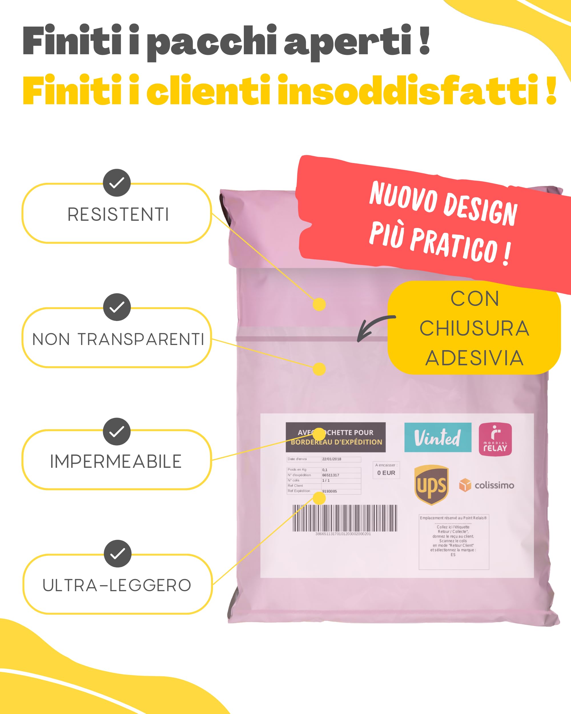 EMBALLAX Sacchetti Spedizione in Plastica 30 Buste NON TRANSPARENTI ULTRA-RESISTENTI Taglie S/M/L