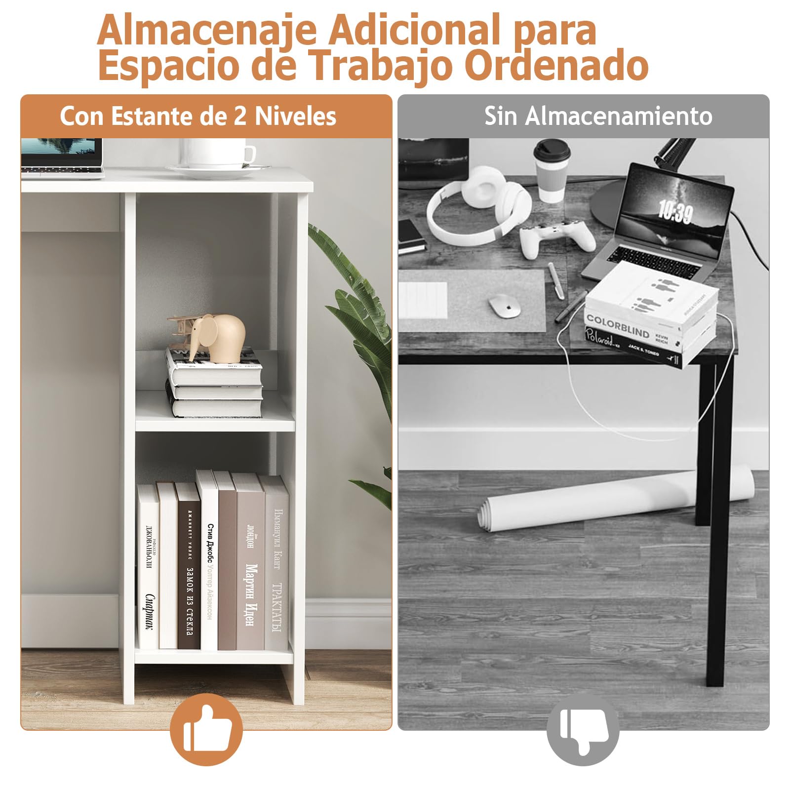 GYMAX Escritorio De Computadora 80 cm, para Oficina, Estudio, Sala De Estar, Estudio Y Dormitorio, para Espacios Pequeños, scritura Que Ahorra Espacio (Blanco)