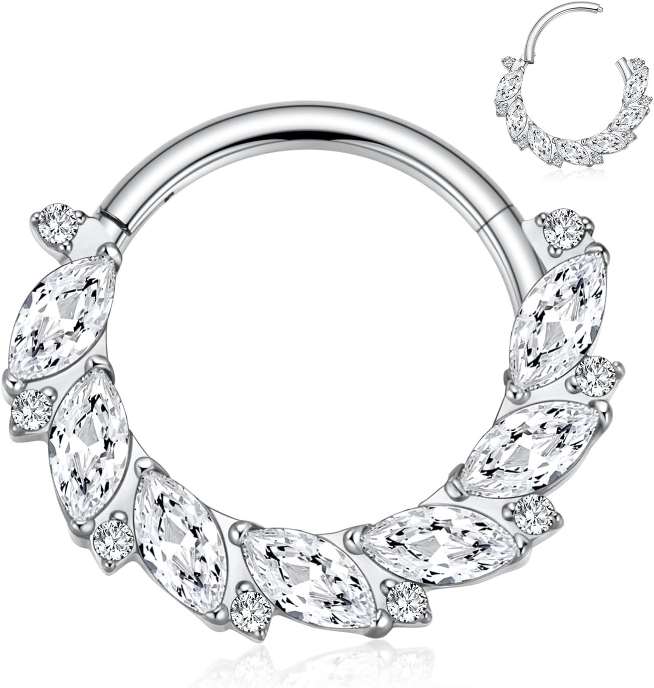 GAGABODY Septum Clicker 16g Septum Ring Septum Jewelry Seamless Nose Hoop Daith Earring Surgical Steel Cartilage Earrings Hoops Horse Eye CZ Helix Piercing