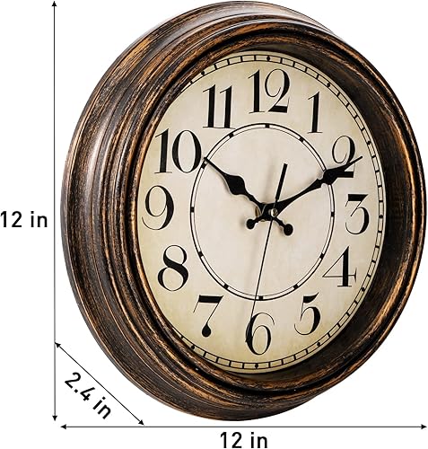 Miniatura 2 de ZENFUN Reloj de pared clásico redondo de 12 pulgadas, funciona con pilas, reloj de pared silencioso sin tictac, decorativo para cocina, hogar, sala