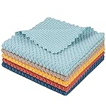 SINLAND Microfiber Dish Cloth for Washing Dishes Rags Best Kitchen Washcloth Cleaning Cloths with Poly Scour Side Popcorn Texture 5 Color Assorted 12Inchx12Inch 5 Pack