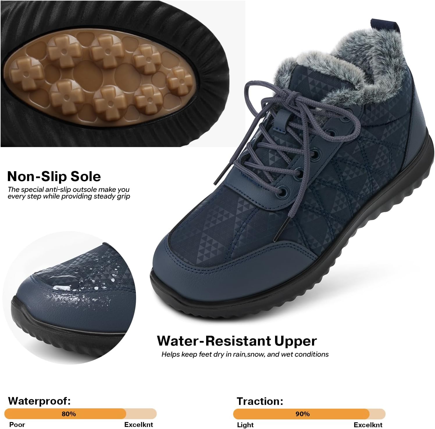 SHIBEVER Winter Snow Boots for Women: Warm Ankle Boots Non-Slip Traction image 4
