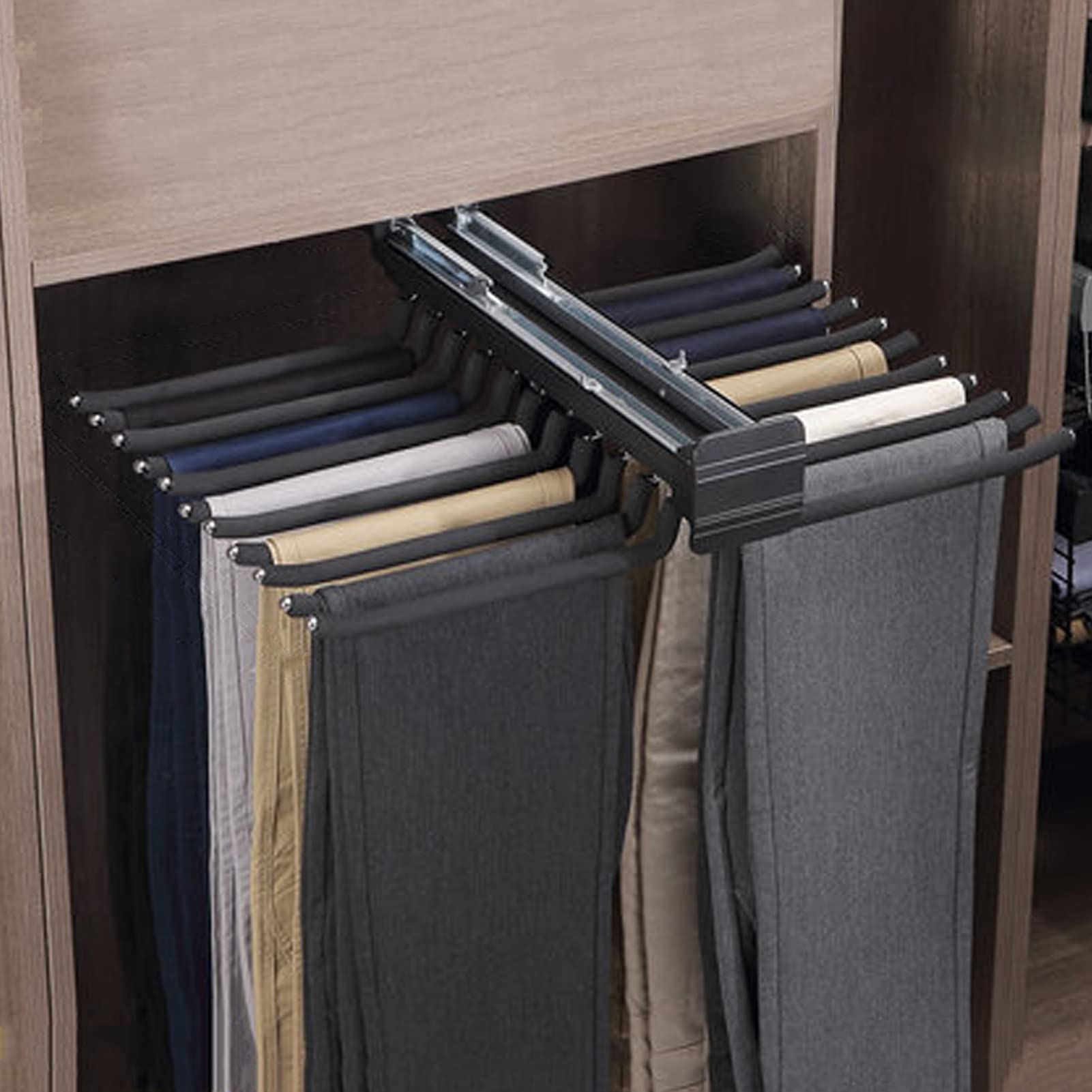 Portant à pantalons extensible double rangée cintre coulissant dressing
