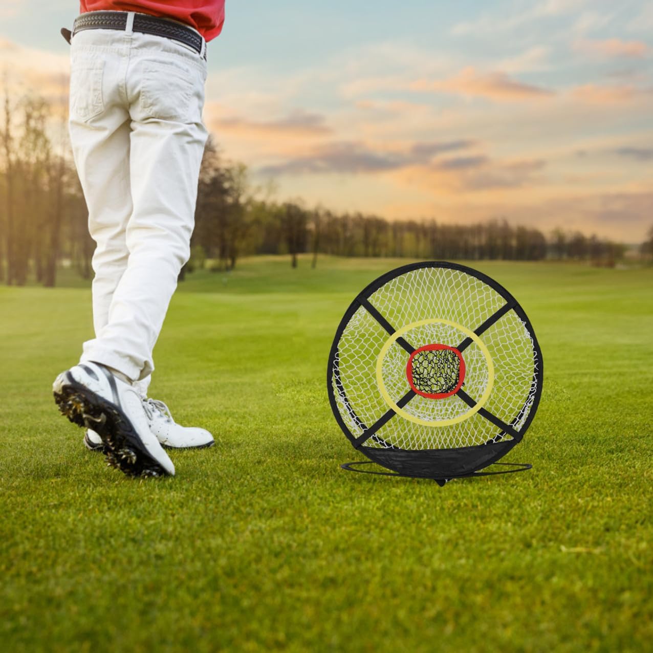 Golf Practice Net with Chipping Target and Folding Golf Ball Bag Portable Outdoor Backyard Training Hitting Net