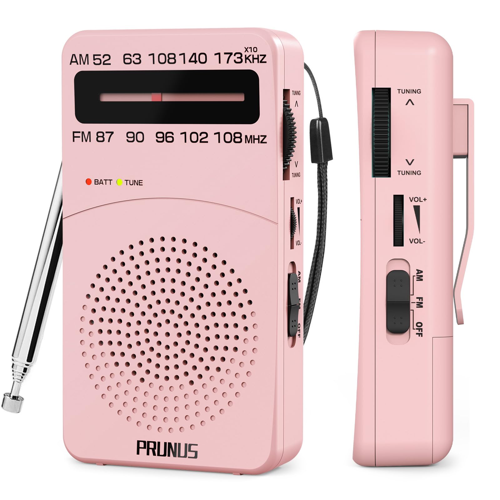 PRUNUS J-166 Portable Radio AM FM, Battery Operated Radio