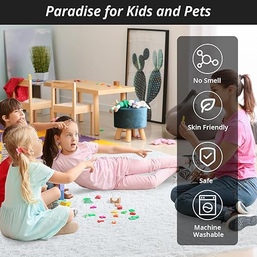 Miniatura 63 de HOMBYS Alfombra lanuda de 9 x 12 pies, alfombra de felpa ultra mullida de piel sintética grande para sala de estar, dormitorio, alfombra mullida