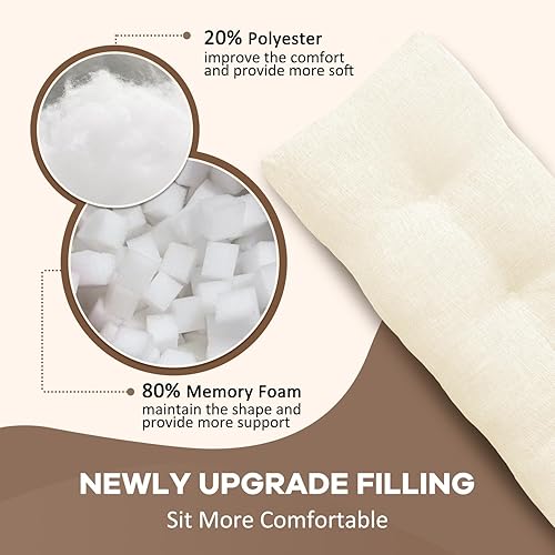 Miniatura 3 de downluxe Cojín de banco de interior para muebles de interior, cojín de asiento de banco de espuma viscoelástica con textura copetudo,
