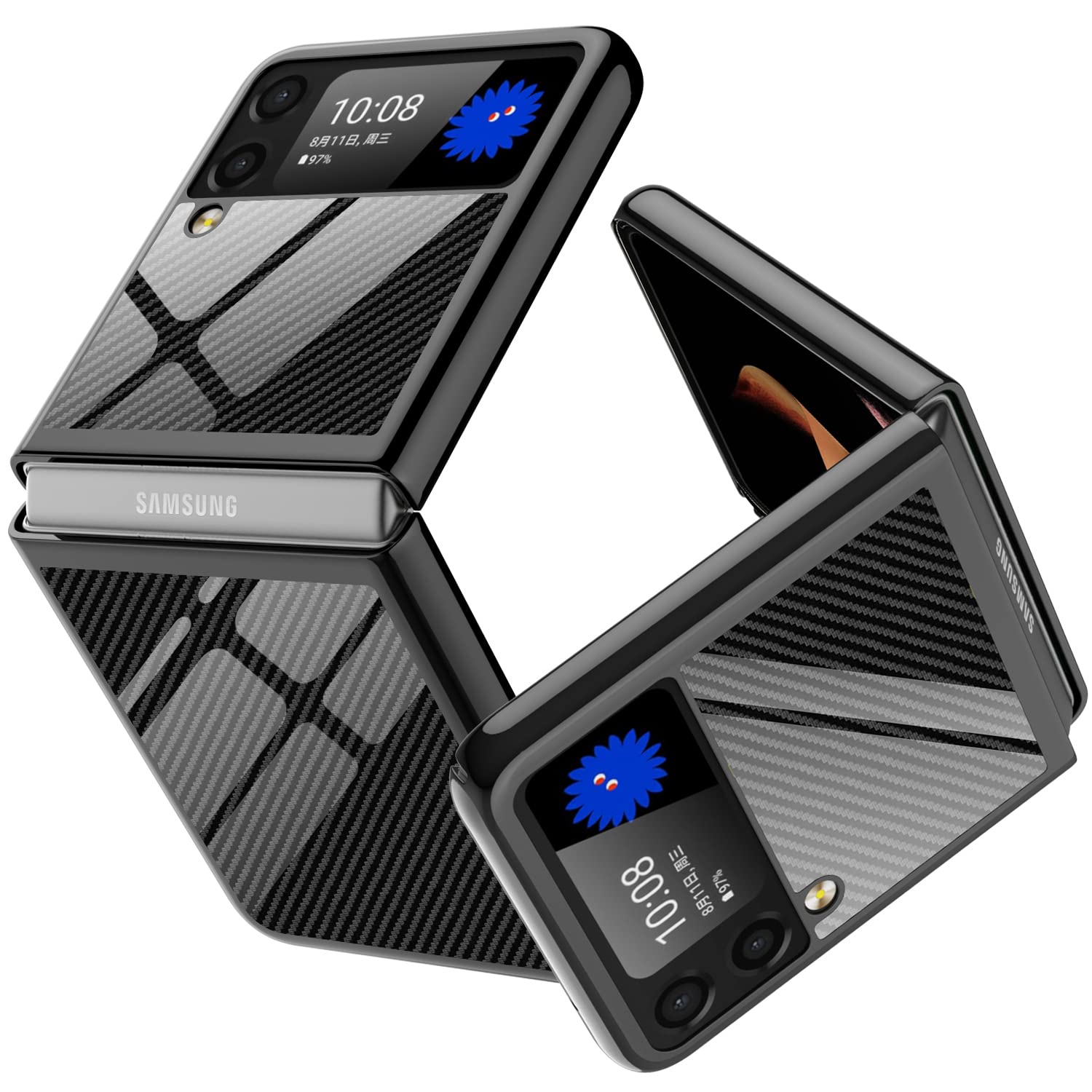 EACHO Designed for Samsung Galaxy Z Flip 3 5g Case, Hard Polycarbonate Non-Slip Impact-Resistant Protective Case for Samsung Galaxy Z Flip 3 (Carbon Black)