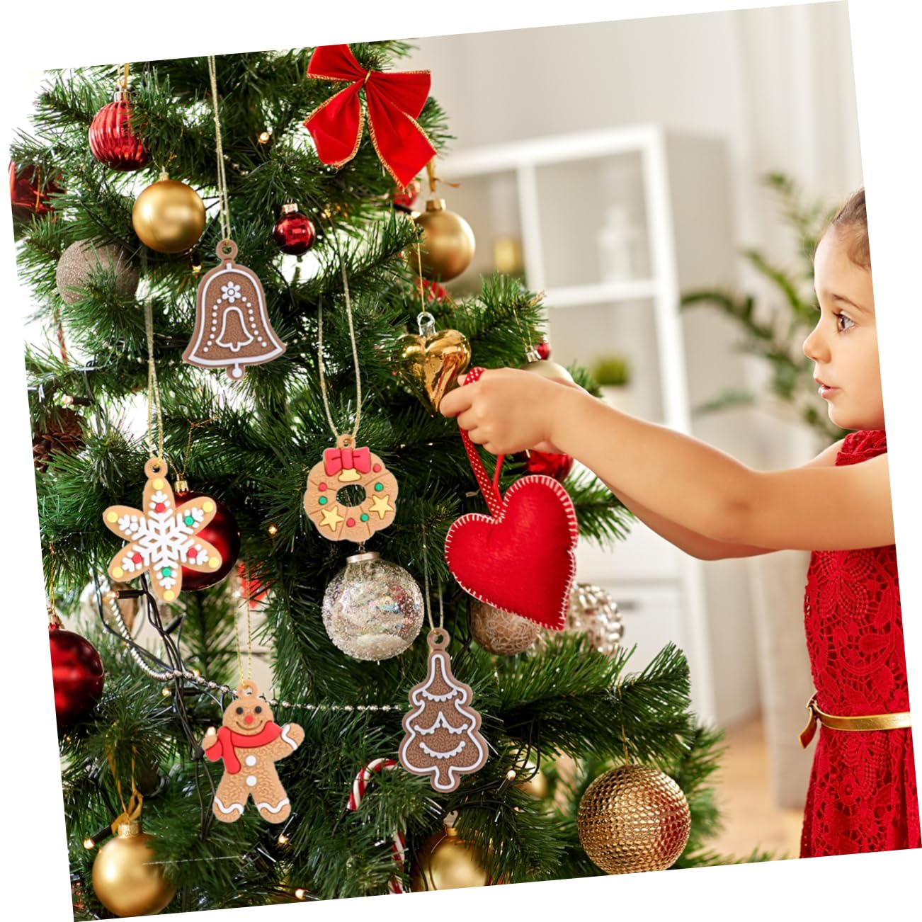 Ciieeo 69piezas Adornos Colgantes De Navidad Decoración para Árbol De Navidad Gingerbread y Navideño
