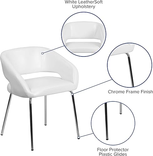 Miniatura 20 de Flash Furniture Silla de recepción lateral de LeatherSoft gris contemporánea serie Fusion