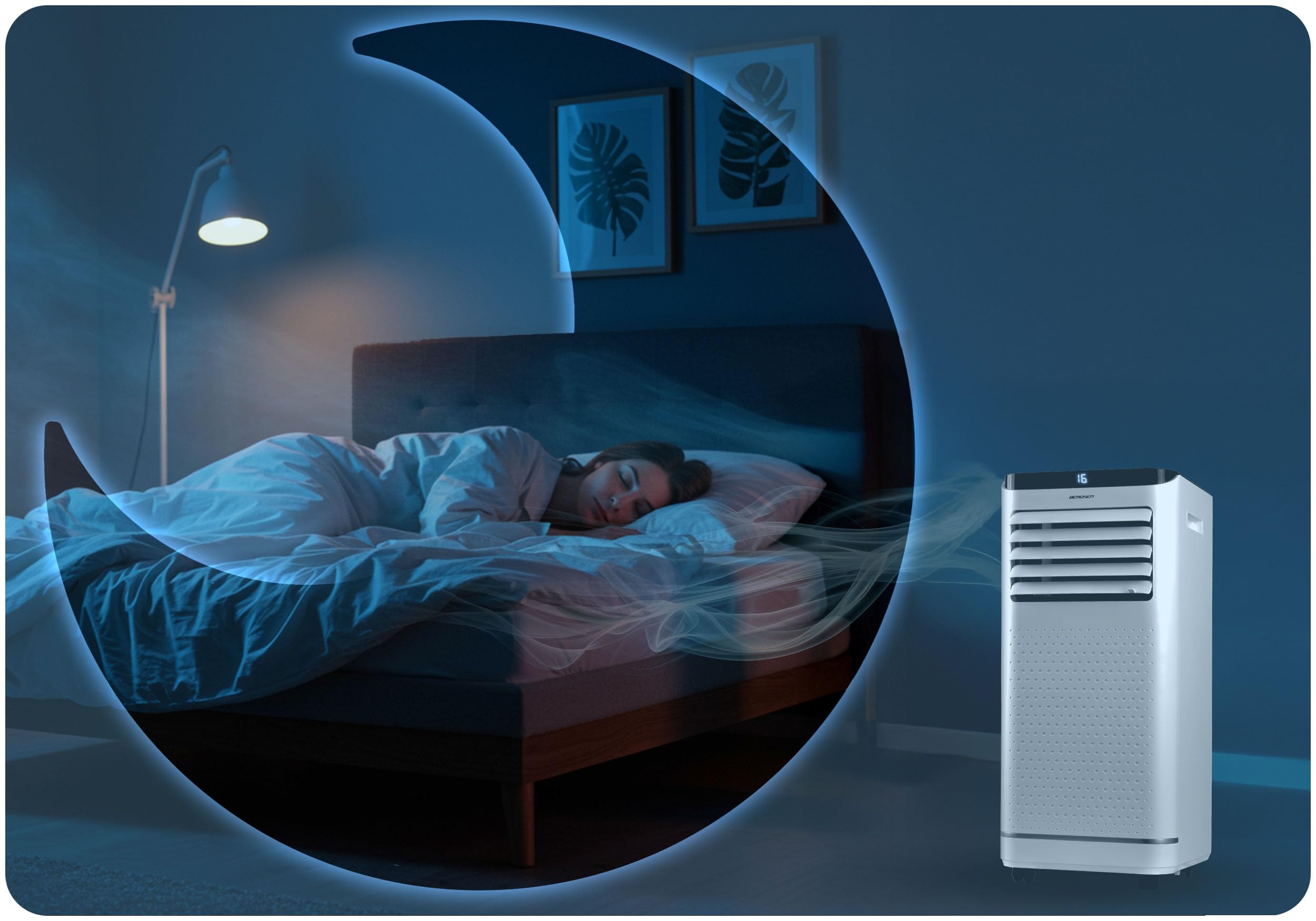 Berdsen Condizionatore portatile 9000 BTU - 4 in 1 con ventola, deumidificatore, modalità sleep - Tuya Smart App - Efficienza energetica