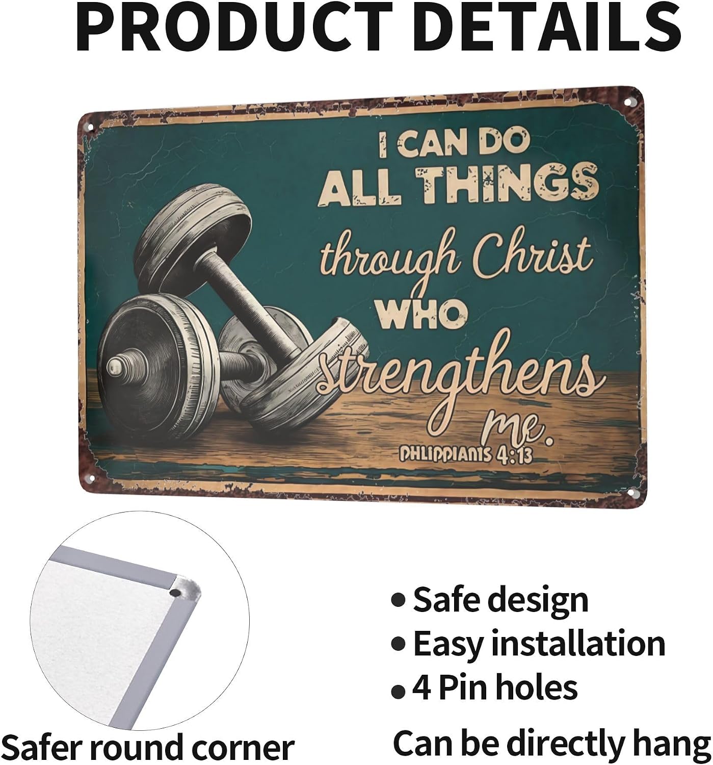 8x12 Inch Metal Sign Christian Gym Motivational Sign Retro Wall Decor For Gym Wall Home Workout Room Garage Fitness Corner And Training Spaces Indoor Decor image 4