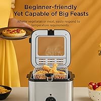 Vista 2 de Freidora Eléctrica de Aceite de Acero Inoxidable de 1000 W - Freidora Eléctrica de Aceite 2.5L – Freidora de Temperatura Ajustable con Canasta