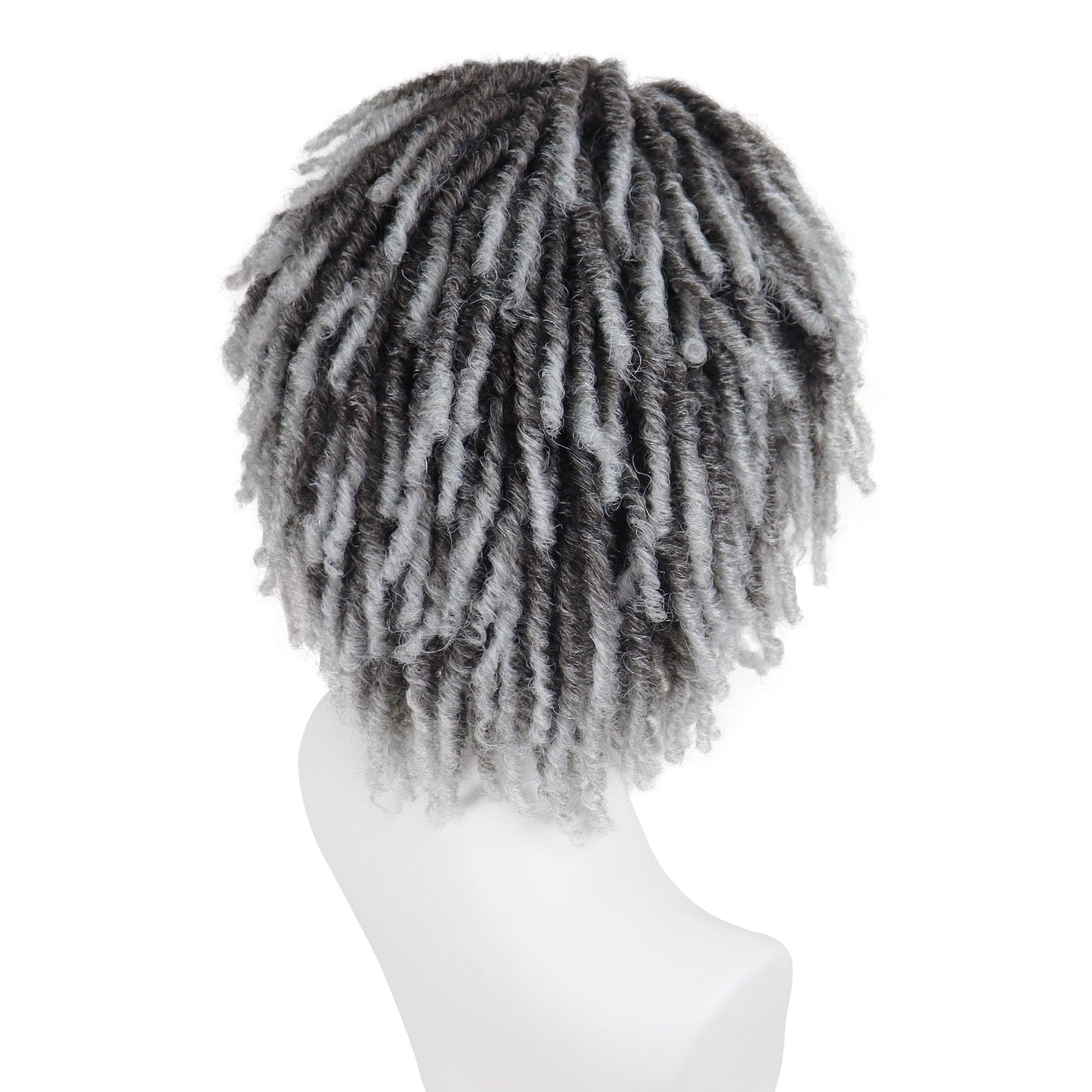GNIMEGIL Krótka Peruka Dreadlock mężczyzna ombré-szara realistyczny Twist Rasta Cosplay kostium impreza
