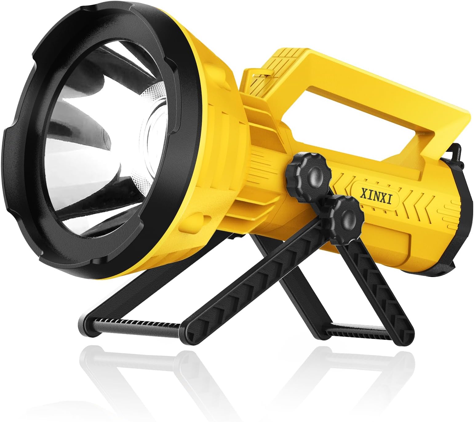 XINXI 550 Yards Rechargeable Spotlight Flashlight, 12Hr Long Running Hunting Spot Light, 10000 High Lumens Searchlight，IP67 Waterproof Handheld Spotlight with Adjustable Stand&Red Lens