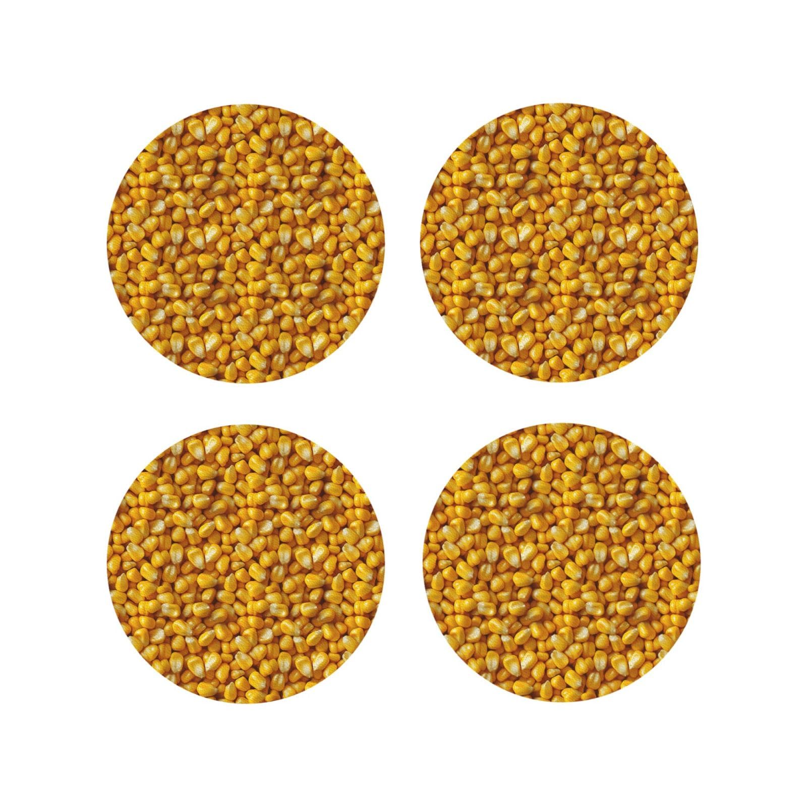 Smazdfxx Women's As Pic Leather Coasters Set Of 4 - Corn Kernels Print Lightweight Drink Coasters For Desk