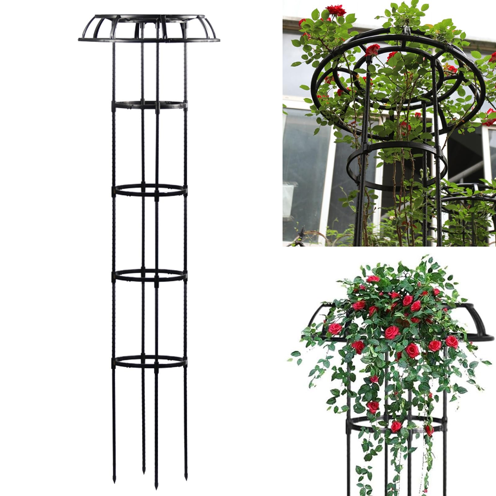 Nierdzewna metalowa kratka ogrodowa 165 cm do roślin pnących glicynia i wsparcie kwiatów na zewnątrz obelisk konstrukcja idealna do pionowego ogrodnictwa i wzrostu roślin