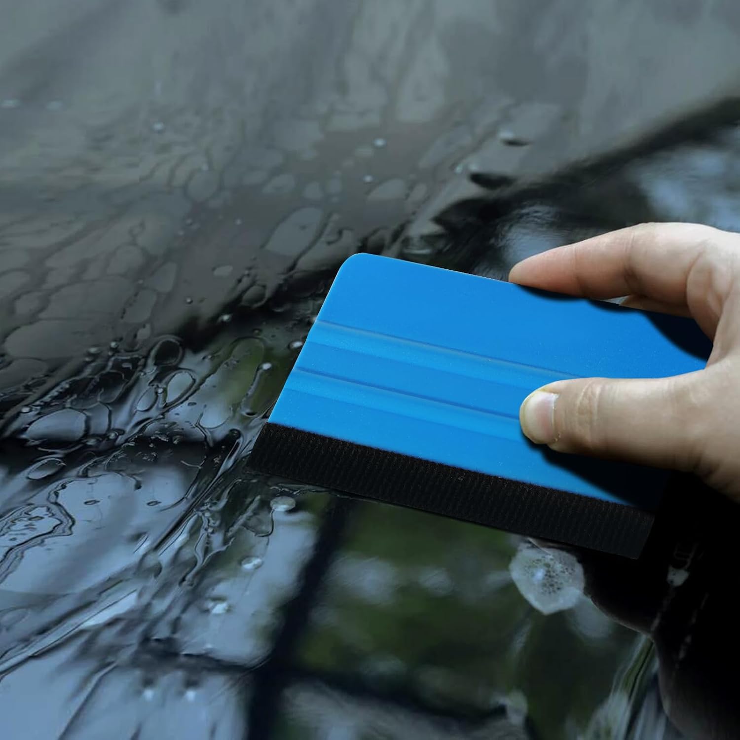 Plastic Squeegee With Felt Edge，2 Pcs Wrap Tools for Sign, Decal, Wallpaper - Smoothing Tool, Car Wrap Scraper, Craft Mini Squeegee，Blue|Red