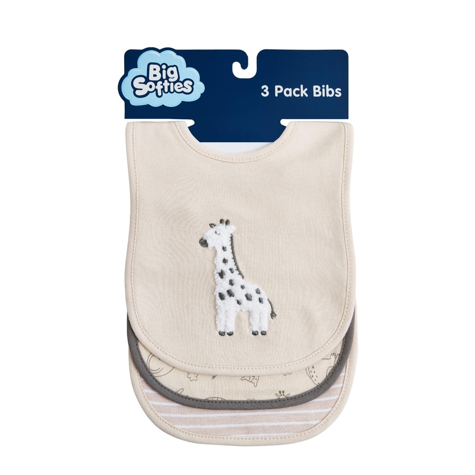 Big Softies 3 Pack Boucle Bibs - Safari | Adjustable snap fastener | 100% Cotton | Ultra Soft & Super Absorbenrt | For babies 6-24 months-picture-30