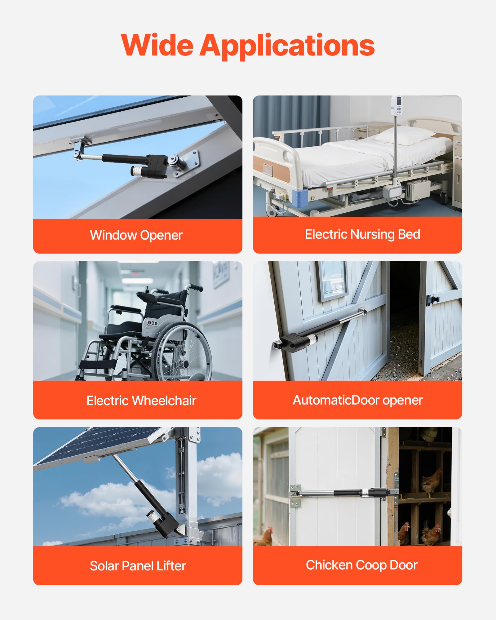 VEVOR Actuador Lineal 12 V, 200 mm, Motor Lineal de 9000 N, IP65, 5 mm/s, con Soportes de Montaje para Contenedores de Maquinaria Industrial y Sistemas de Elevación de Alta Resistencia, Negro
