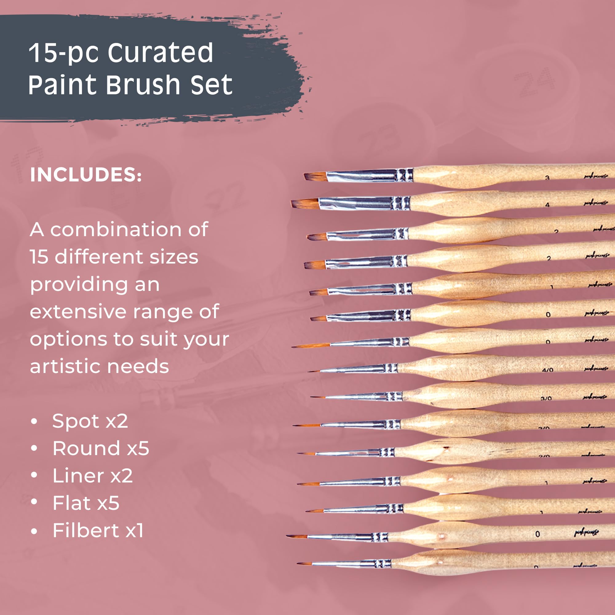 Amazon.com: Pink Picasso Kits Curated Paint Brush Set, 15 Pieces