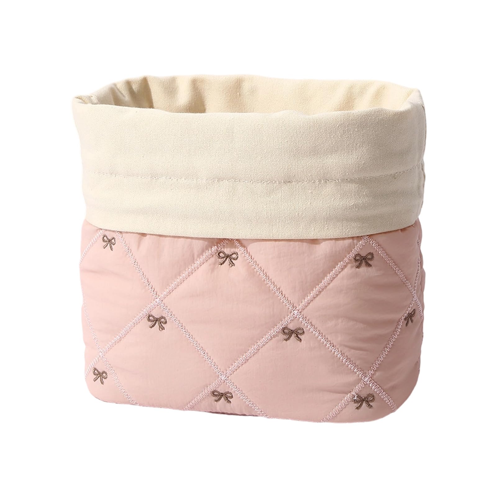 Jazuaiao Travel Makeup Case with Bowknot Embroidery in Soft Cotton Blend for Portable Organization Bowknot Cosmetic Bag