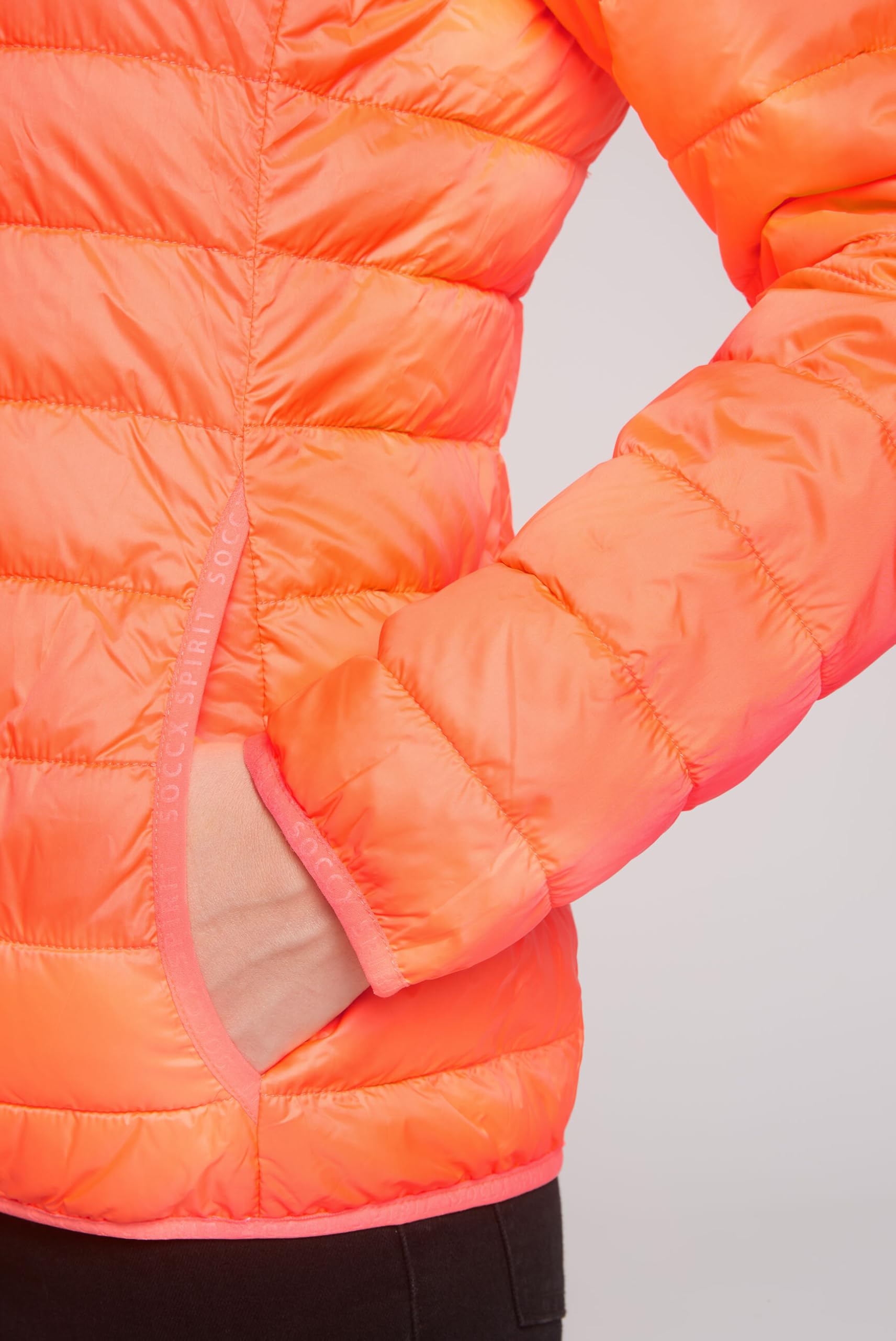 SOCCX Damen Leichte Steppjacke mit Kapuze