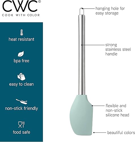 Miniatura 8 de COOK WITH COLOR Utensilios de cocina de silicona, juego de utensilios de cocina de 10 piezas, utensilios de cocina de silicona fáciles de limpiar,