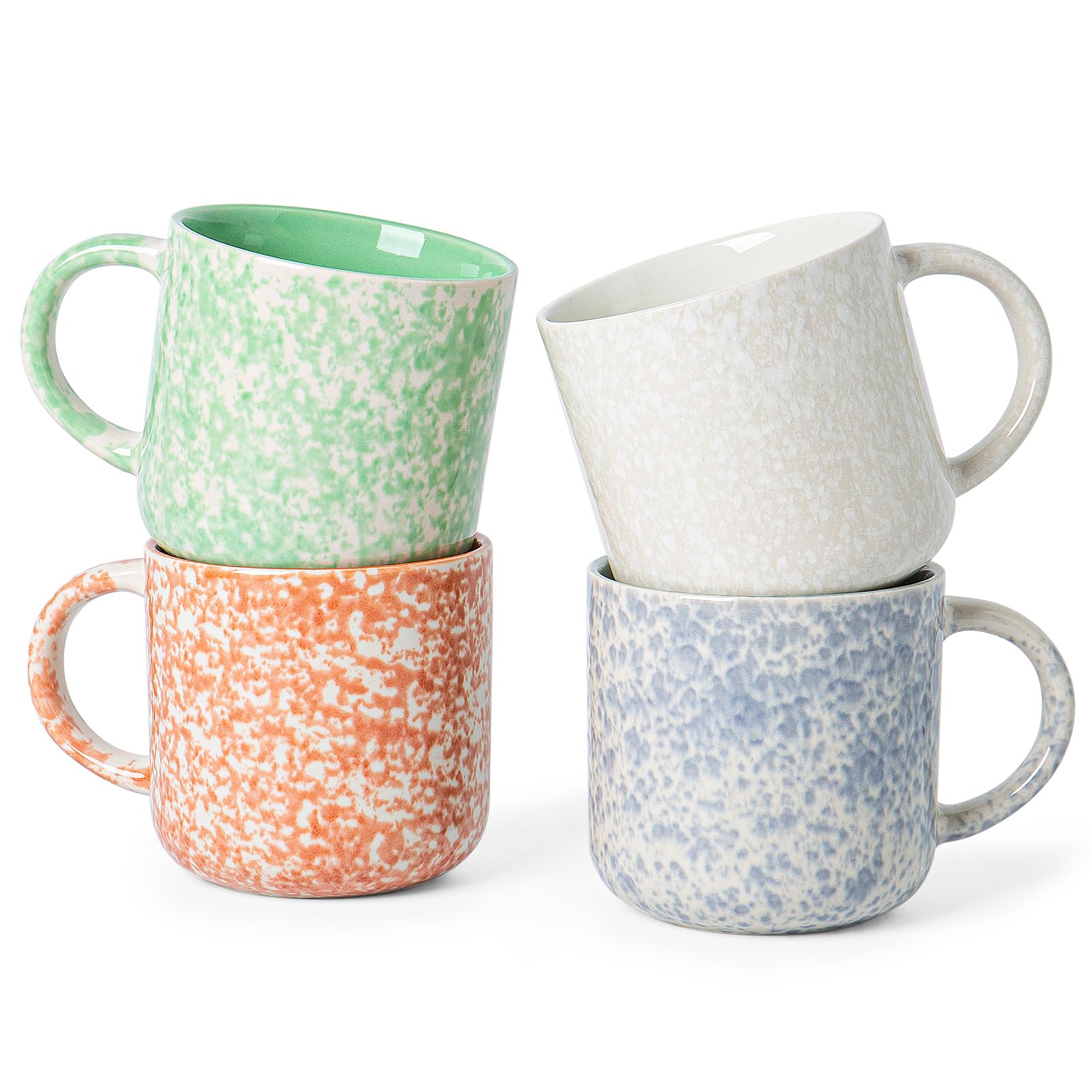 MONITO 12 OZ Coffee Mugs Set of 4, Modern Ceramic Coffee Mugs Set with handle for Tea/Latte/Cappuccino/Milk/Cocoa.