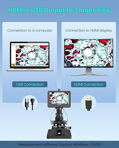 Miniatura 4 de JL266S Microscopio digital HDMI de 5 lentes 5000X, microscopio biológico de 24MP para adultos y niños, laboratorio en casa, microscopios de monedas