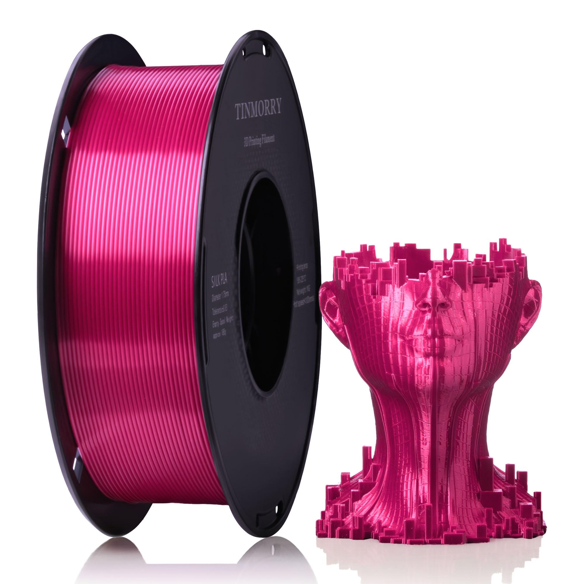 TINMORRY Silk PLA Filament 1.75 mm, 1 KG, Silk Rose Red | Silk Finish, Easy Printing, Smooth Feeding, Neatly Wound, Beginner-Friendly, Compatible with Most FDM 3D Printers